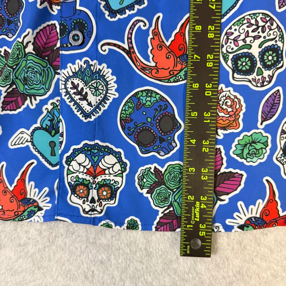 Dixxon Flannel Co Los Muertos Blue Sugar Skull D-Lite Shirt Mens 4X Short Sleeve - Picture 5 of 12